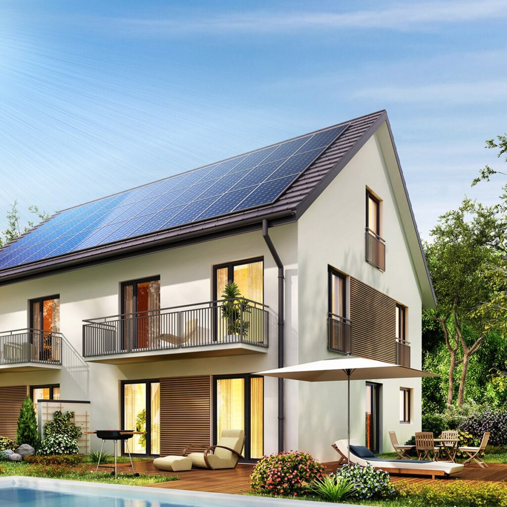 Modern home with solar power with Oncore Energy system